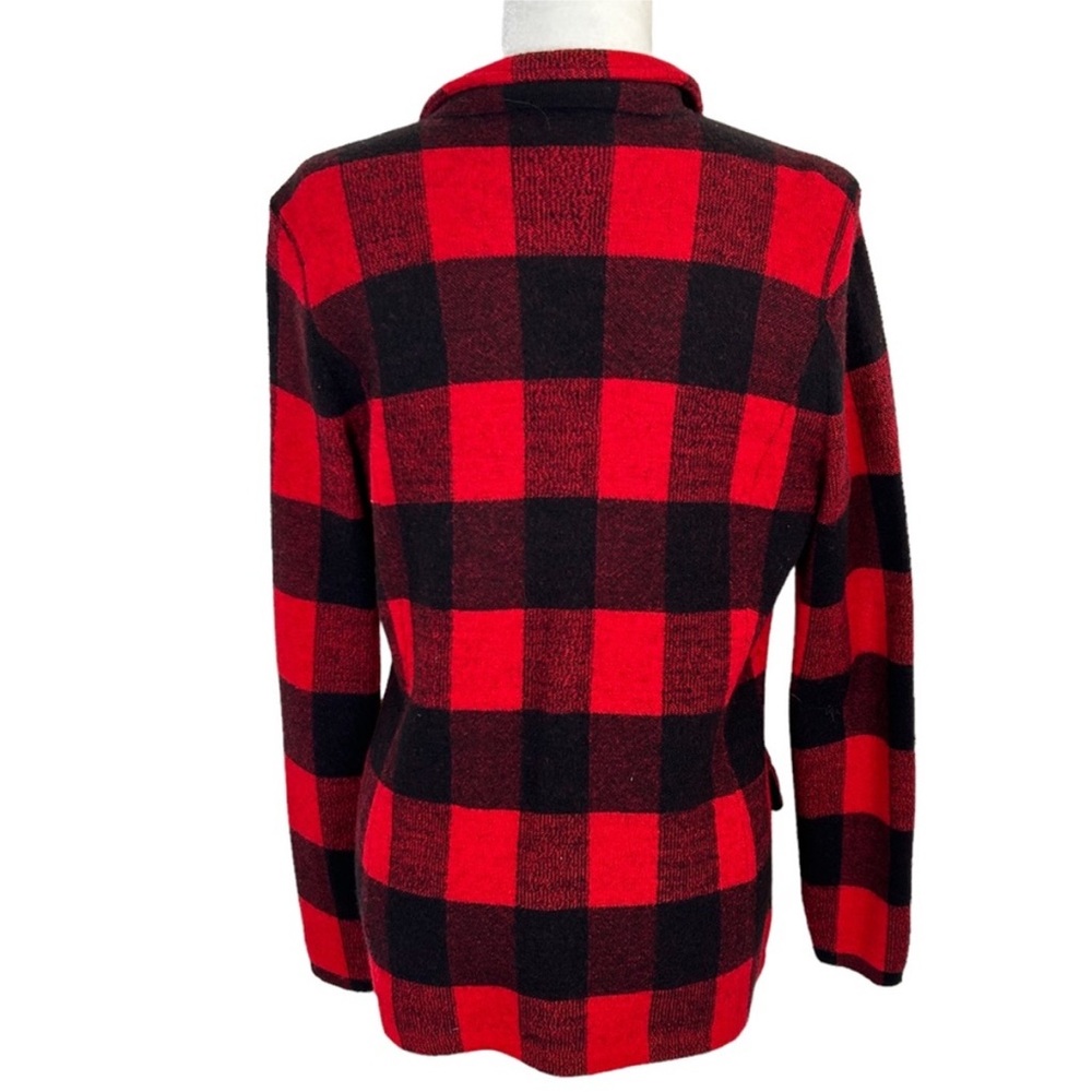 Ralph Lauren Buffalo Check Plaid Wool Knit Sweater Blazer Jacket Crest Rugby Lg - Picture 6 of 13